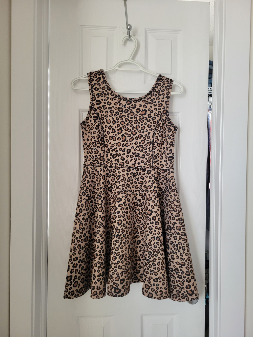 The Children's Place Beige and Black Leopard Print Fit & Flare Dress Sm